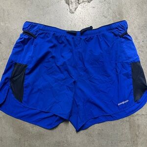 Patagonia Men's Athletic Shorts in Bright Blue with Black Panels